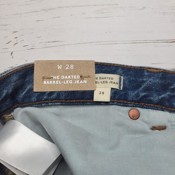 Madewell Darted Barrel Leg Jeans Medium Irmo Wash Button Fly Baggy Ankle 28 - Picture 12 of 13